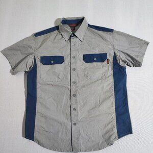 Tough Duck Work Wear Shirt men's size L grey and blue short sleeve durable